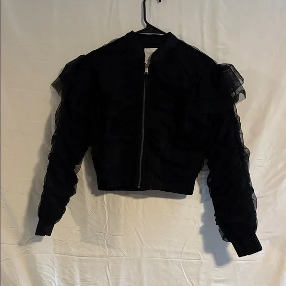 Anthropologie Black Appliqué Bomber Jacket - Picture 9 of 9